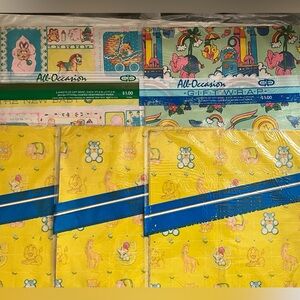 Vintage NOS Lot of 5 Cleo Gift Wrap Baby Shower Kid’s Party Wrapping Paper